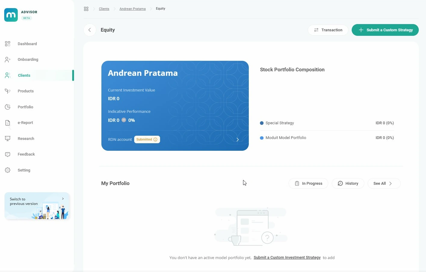 Moduit Advisor Beta